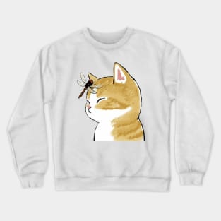 Mofu Sand Cat with Dragonfly Crewneck Sweatshirt